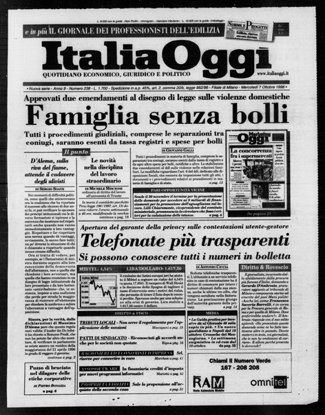 Italia oggi : quotidiano di economia finanza e politica